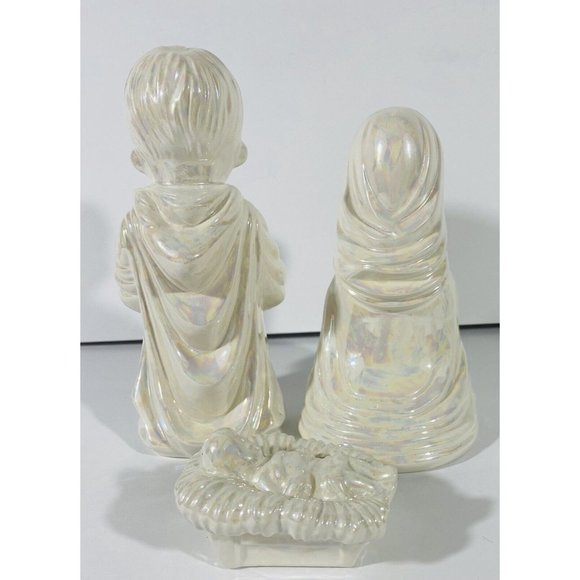 Vintage Arnel Nativity Set Glazed Ceramic Iridescent White Christmas Crèch ‘75 - Picture 7 of 12